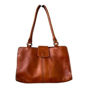 Patricia Nash Vegetable Tanned Leather Rienzo Satchel Cognac Heritage Brown Bag
